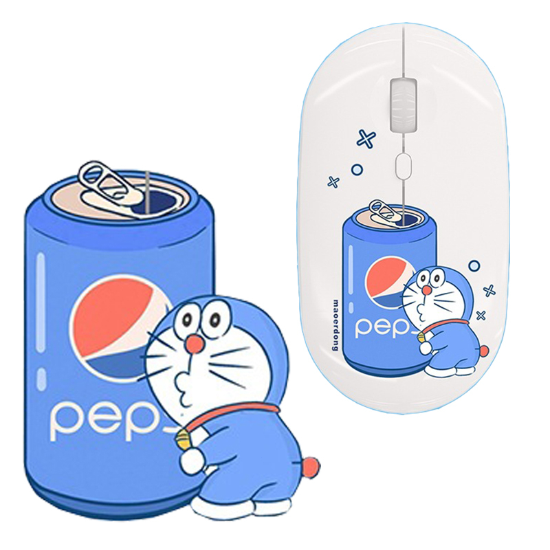 Doraemon Chuột bluetooth Không Dây Hai Chế Độ Họa Tiết Béo Màu Xanh Dương Dùng Cho Văn Phòng