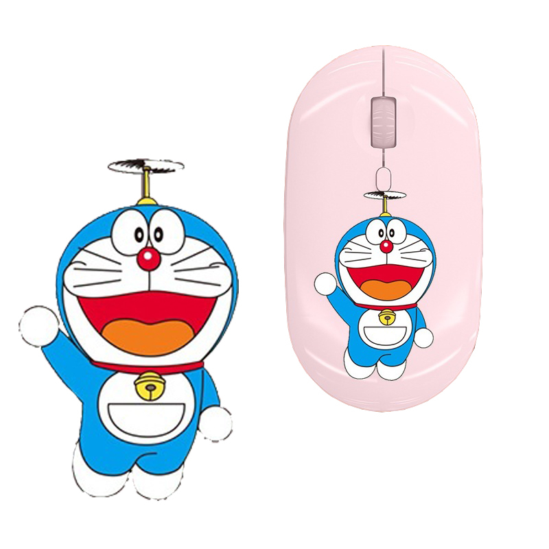 Doraemon Chuột bluetooth Không Dây Hai Chế Độ Họa Tiết Béo Màu Xanh Dương Dùng Cho Văn Phòng