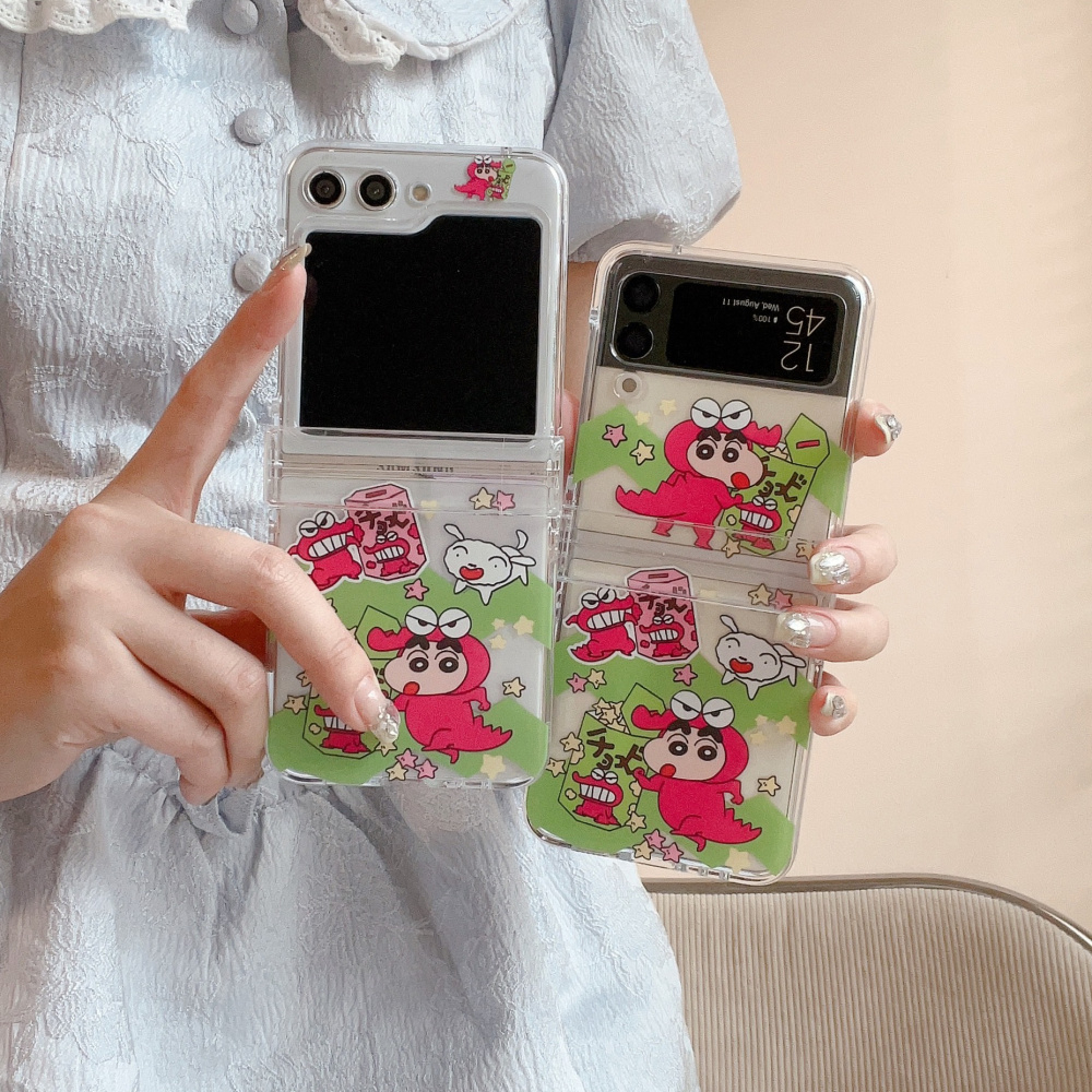 Dễ Thương Bao Da Điện Thoại Nắp Lật Chống Sốc Hình Cậu Bé Bút Chì shin-chan Cho samsung galaxy z flip 3 4 5 flip4 flip5