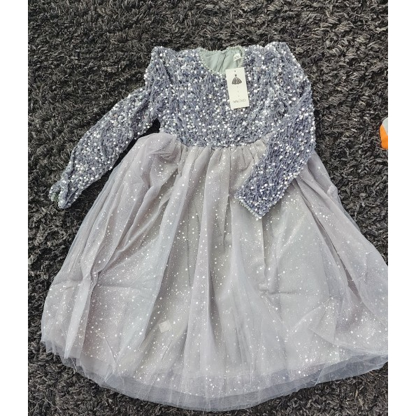 Đầm công chúa NNJXD tay dài đính kim sa có kẹp tóc thời trang xuân thu năm mới xinh xắn cho bé gái 3-8 tuổi