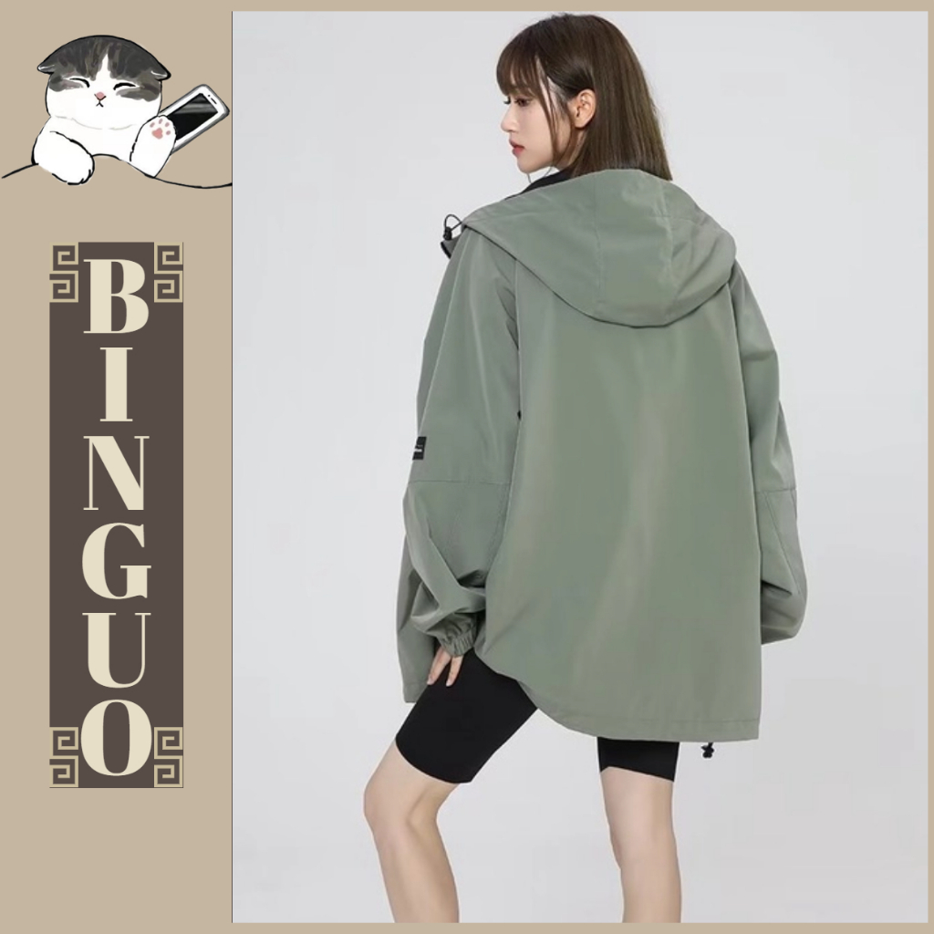 Áo Khoác nữ Có Thiết kế mũ trùm và khóa kéo In Họa Tiết Cá Tính Hợp Trang trí khóa kéo Thời Trang Phong Cách Hàn Quốc Cặp Đôi áo khoác form rộng