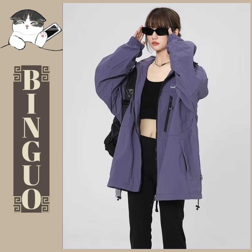 Áo Khoác nữ Có Thiết kế mũ trùm và khóa kéo In Họa Tiết Cá Tính Hợp Trang trí khóa kéo Thời Trang Phong Cách Hàn Quốc Cặp Đôi áo khoác form rộng