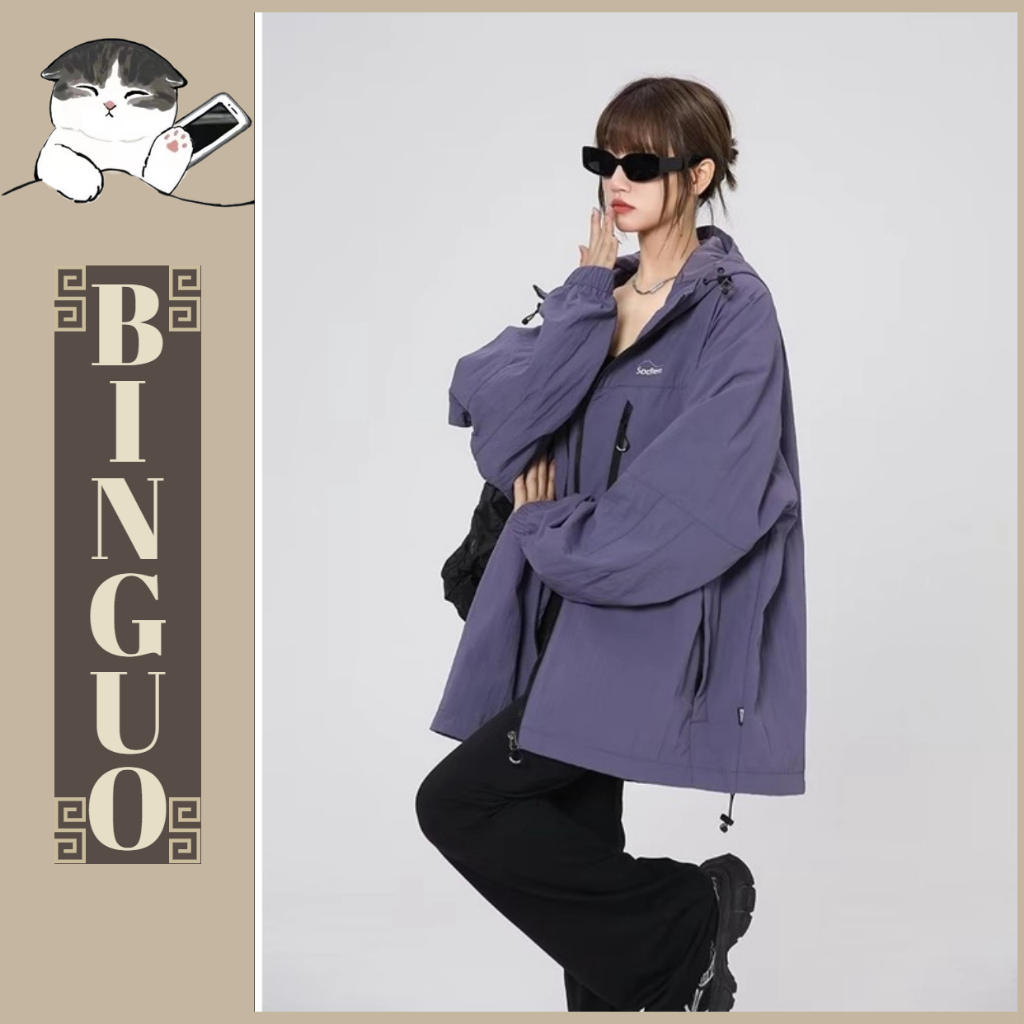 Áo Khoác nữ Có Thiết kế mũ trùm và khóa kéo In Họa Tiết Cá Tính Hợp Trang trí khóa kéo Thời Trang Phong Cách Hàn Quốc Cặp Đôi áo khoác form rộng