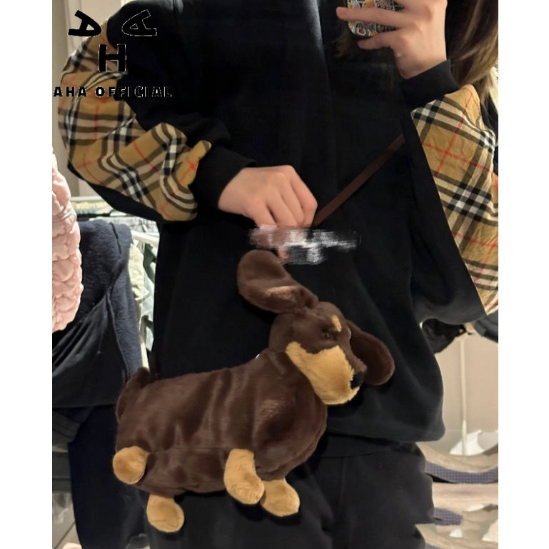 Túi Đeo Chéo Hình Cún Nhồi Bông Phong Cách dachshund west highland Năm 2023 Dễ Thương