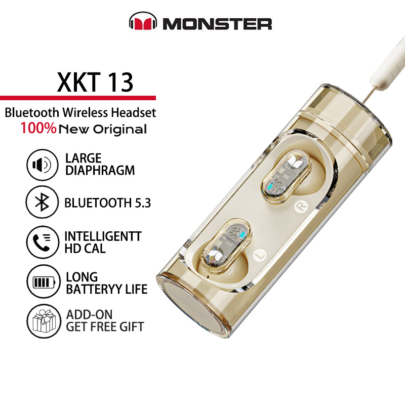 Tai nghe nhét tai Monster XKT13 kết nối Bluetooth 5.3 âm thanh HIFI có micro cho Android