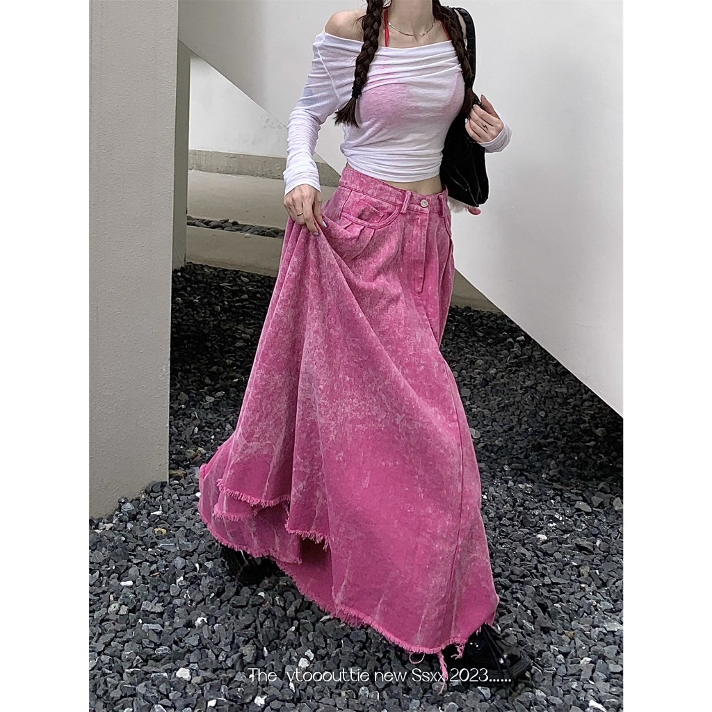 Chân Váy denim Dài Dáng Chữ a Lưng Cao Thời Trang Mùa Hè Cho Nữ