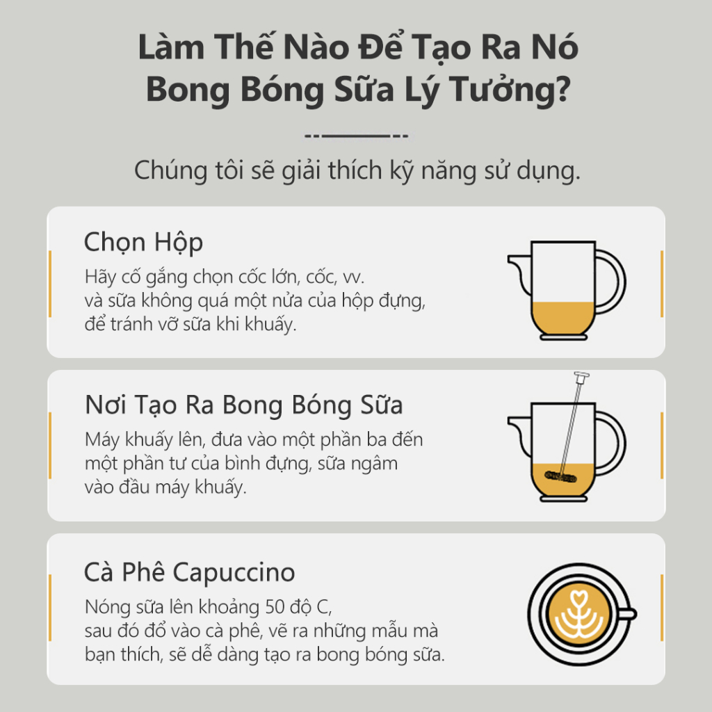 CLITON Máy Đánh Sữa Bột Tự Động Bằng Điện Chất Liệu Cấp Thực Phẩm Cho Nhà Bếp