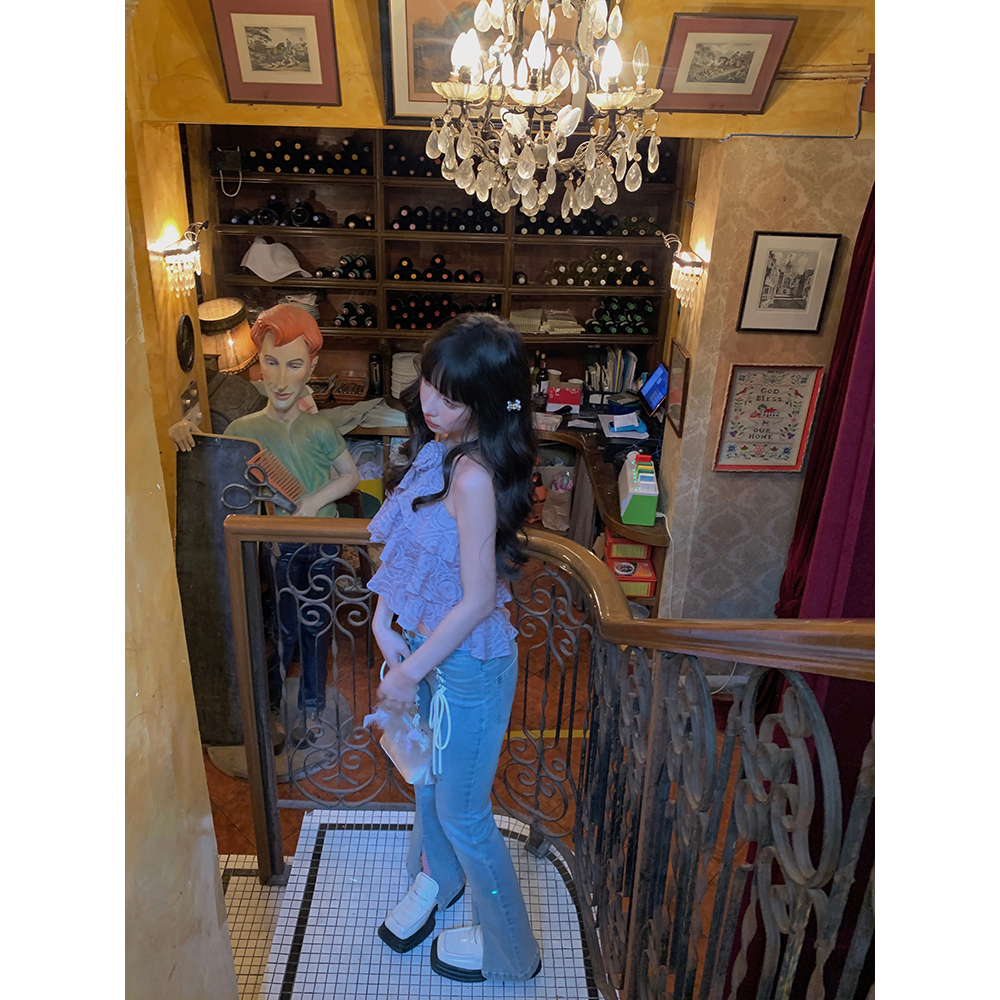 Áo croptop Hai Dây Kiểu Pháp Ngọt Ngào Và Ngọt Ngào Thời Trang Mùa Hè Cho Bạn Gái