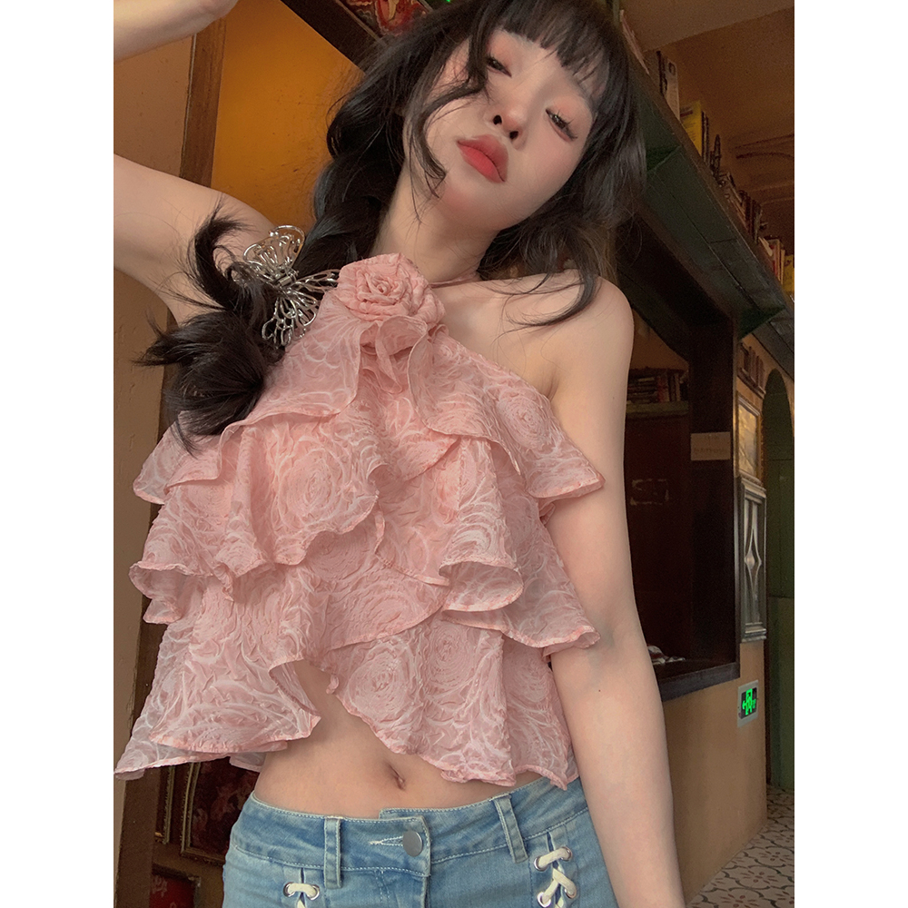 Áo croptop Hai Dây Kiểu Pháp Ngọt Ngào Và Ngọt Ngào Thời Trang Mùa Hè Cho Bạn Gái