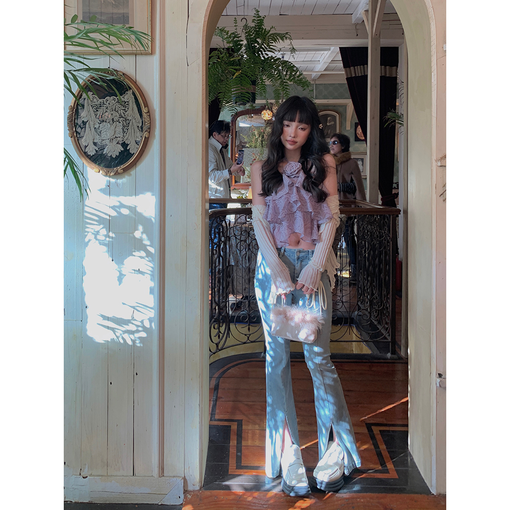 Áo croptop Hai Dây Kiểu Pháp Ngọt Ngào Và Ngọt Ngào Thời Trang Mùa Hè Cho Bạn Gái