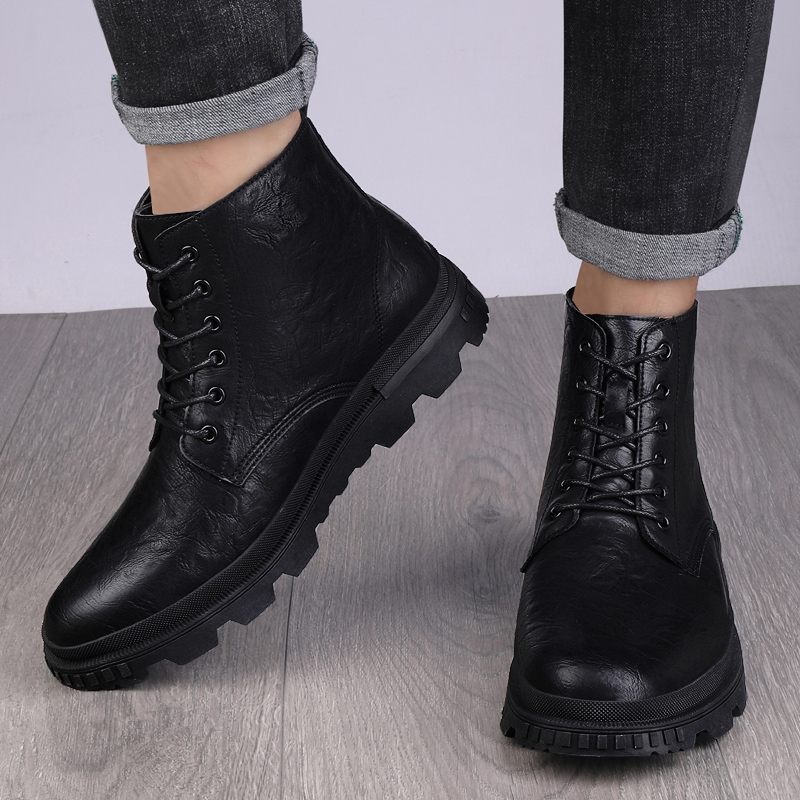 Giày Bốt martin Da Bò Đế Mềm Giữ Ấm Mùa Đông Size 39-46 Thời Trang Cho Nam