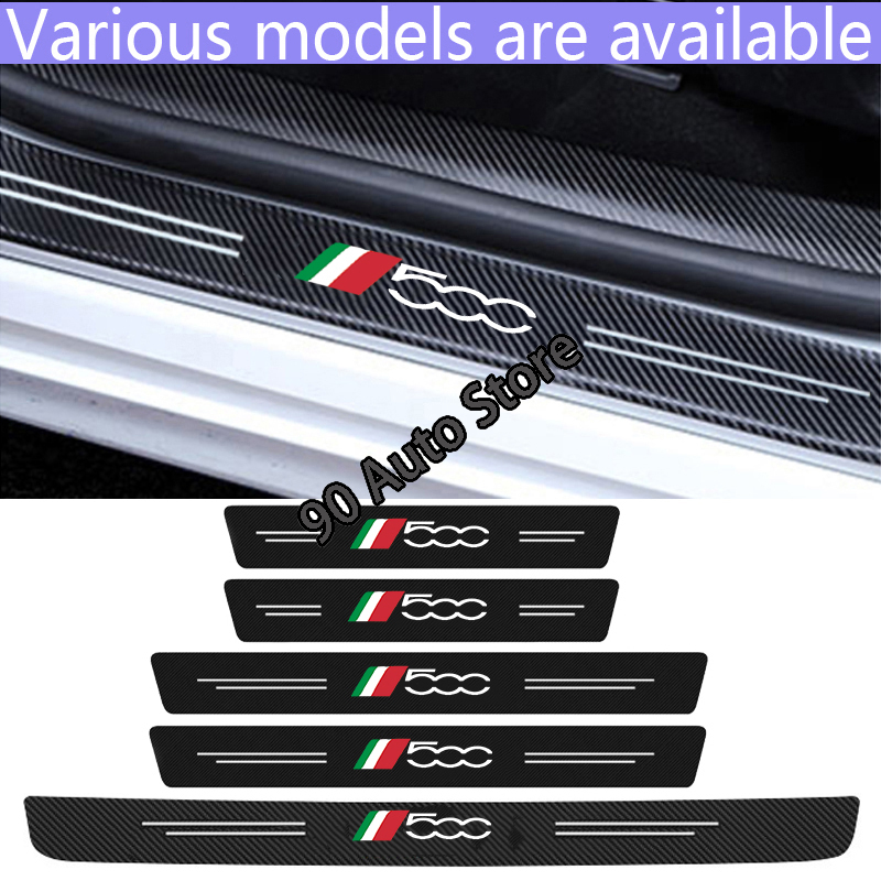 Set 1 / 4 / 5 Miếng Dán Sợi carbon Bảo Vệ Chống Trầy Cho Cửa Xe Hơi fiat 500 abarth argo bravo Duocato