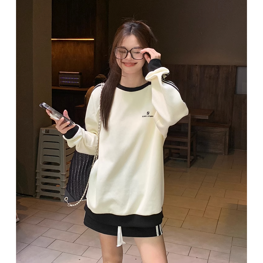 Áo Nỉ Nữ Dài Tay Cổ Tròn Thời Trang Hàn