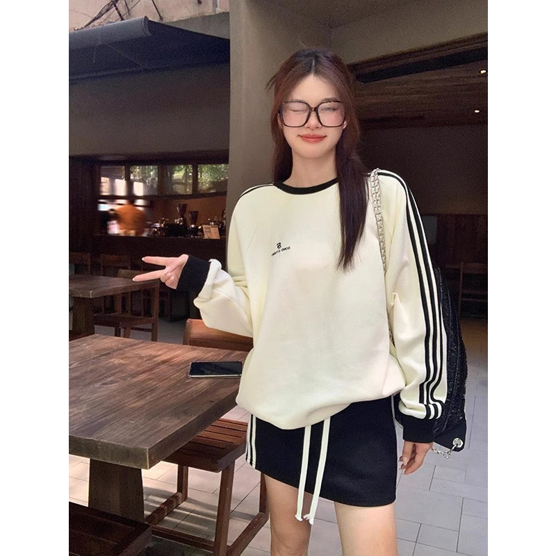 Áo Nỉ Nữ Dài Tay Cổ Tròn Thời Trang Hàn