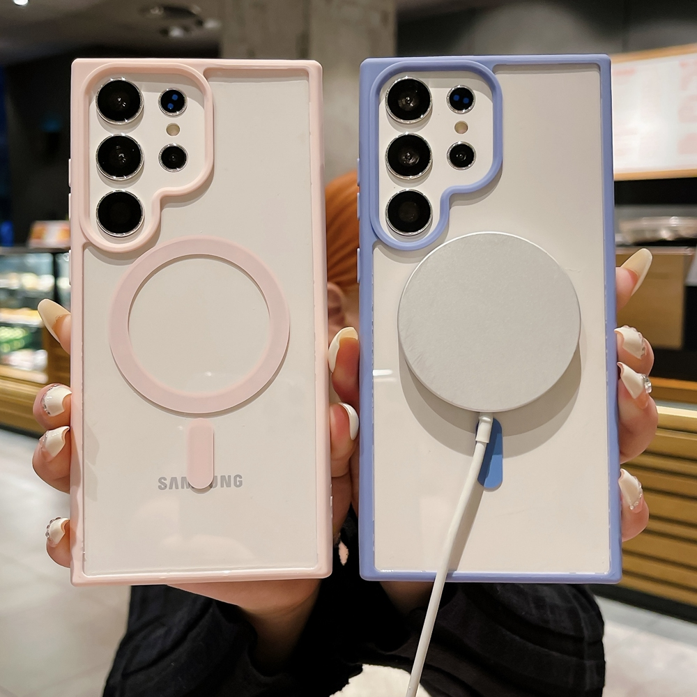 Ốp Điện Thoại Acrylic Trong Suốt 9 Màu Kẹo Hít Nam Châm Cho Samsung Galaxy S24 S23 S22 Ultra S23 Plus S23 FE