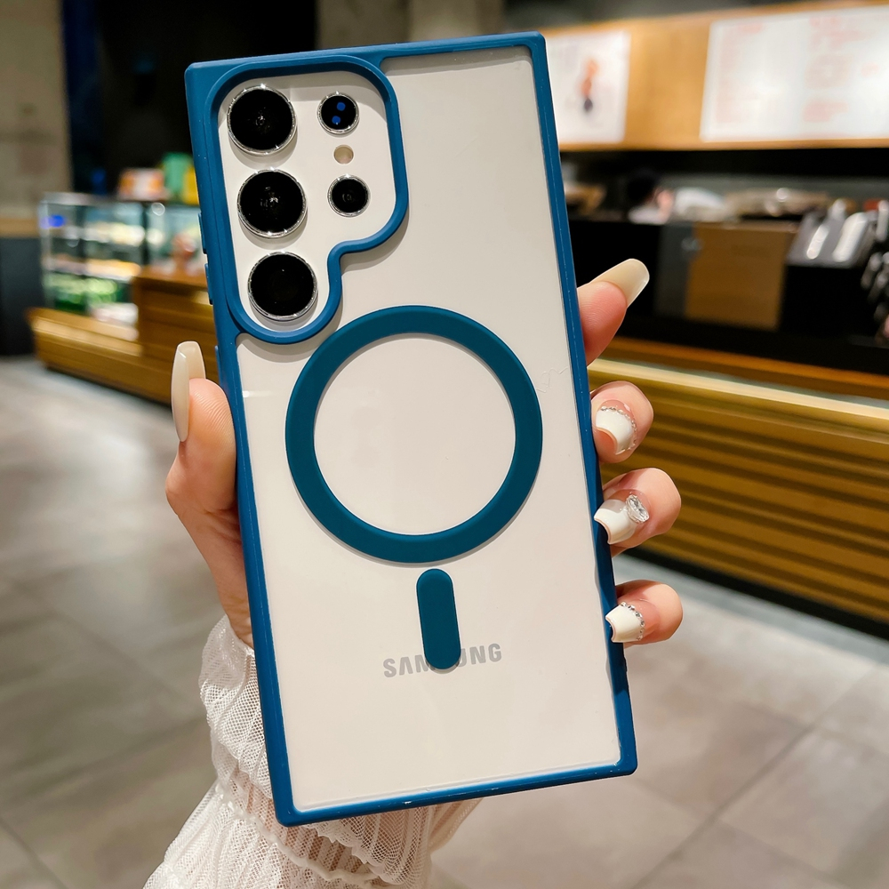 Ốp Điện Thoại Acrylic Trong Suốt 9 Màu Kẹo Hít Nam Châm Cho Samsung Galaxy S24 S23 S22 Ultra S23 Plus S23 FE