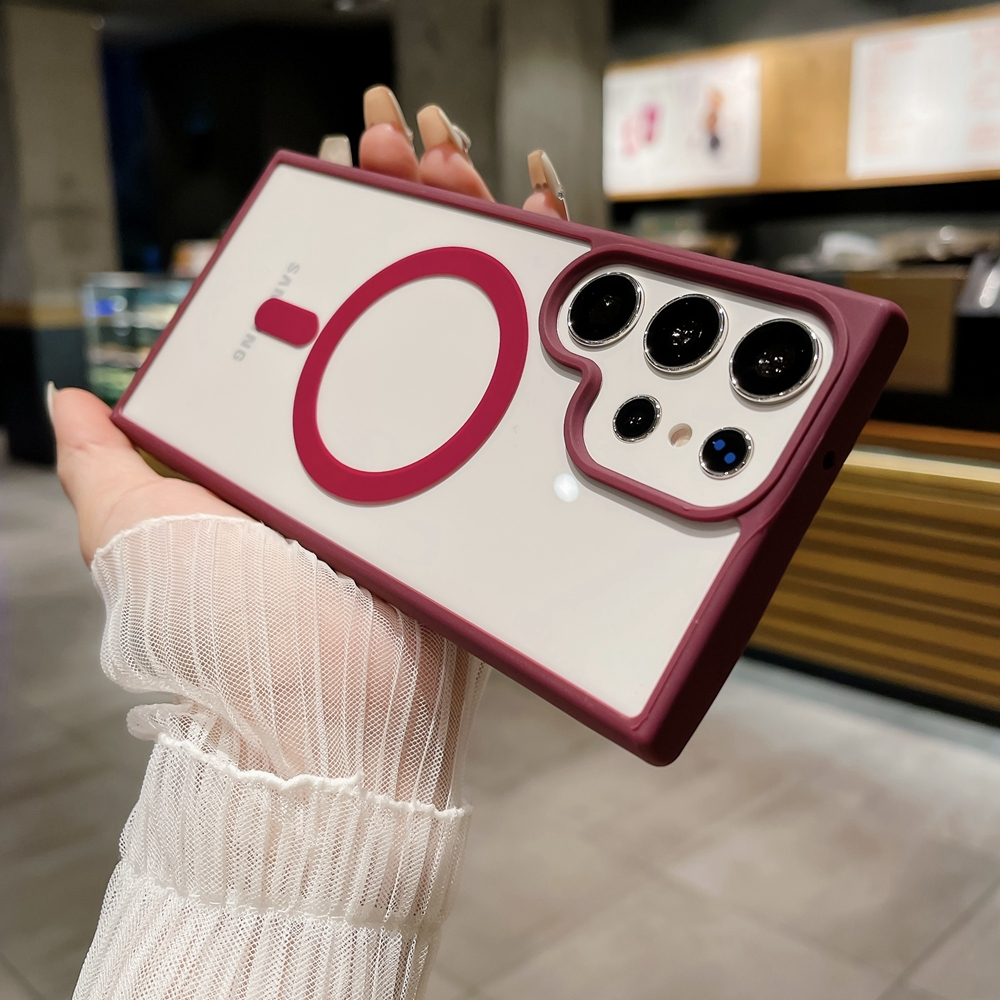 Ốp Điện Thoại Acrylic Trong Suốt 9 Màu Kẹo Hít Nam Châm Cho Samsung Galaxy S24 S23 S22 Ultra S23 Plus S23 FE