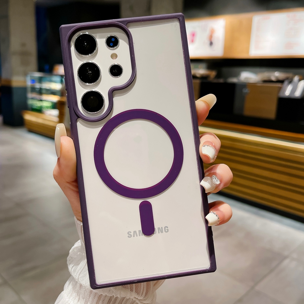 Ốp Điện Thoại Acrylic Trong Suốt 9 Màu Kẹo Hít Nam Châm Cho Samsung Galaxy S24 S23 S22 Ultra S23 Plus S23 FE