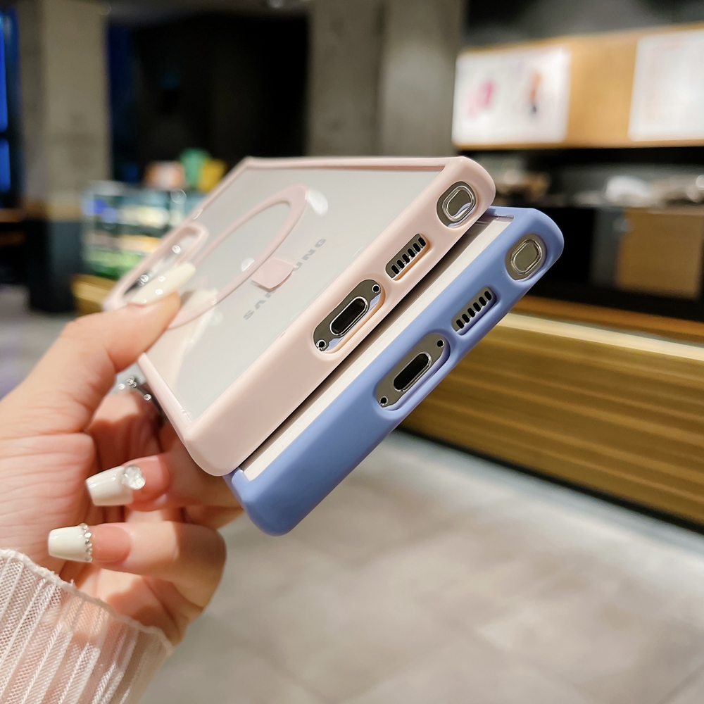 Ốp Điện Thoại Acrylic Trong Suốt 9 Màu Kẹo Hít Nam Châm Cho Samsung Galaxy S24 S23 S22 Ultra S23 Plus S23 FE