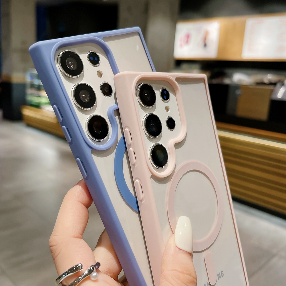 Ốp Điện Thoại Acrylic Trong Suốt 9 Màu Kẹo Hít Nam Châm Cho Samsung Galaxy S24 S23 S22 Ultra S23 Plus S23 FE