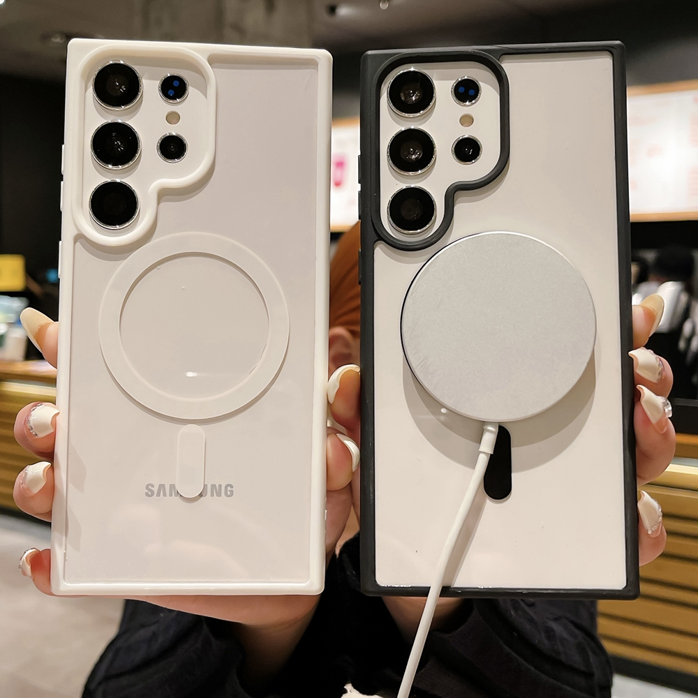 Ốp Điện Thoại Acrylic Trong Suốt 9 Màu Kẹo Hít Nam Châm Cho Samsung Galaxy S24 S23 S22 Ultra S23 Plus S23 FE