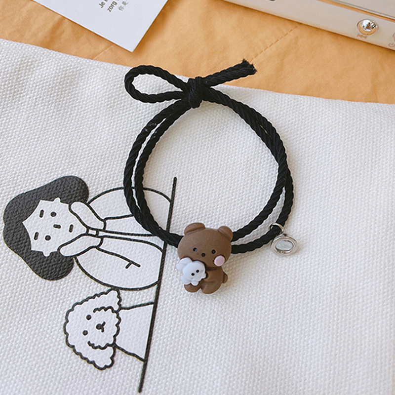 Beautycoco🍊Vòng Đeo Tay Cặp Đôi Bằng Cao Su Hút Nam Châm Hình Gấu/Thỏ Dễ Thương Cho Nữ