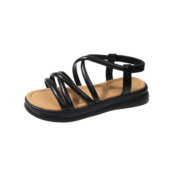 Sandal nữ đế cao 4.5cm 2023 quai da dây chéo và xỏ ngón charm nhẫn siêu xinh size 35-40