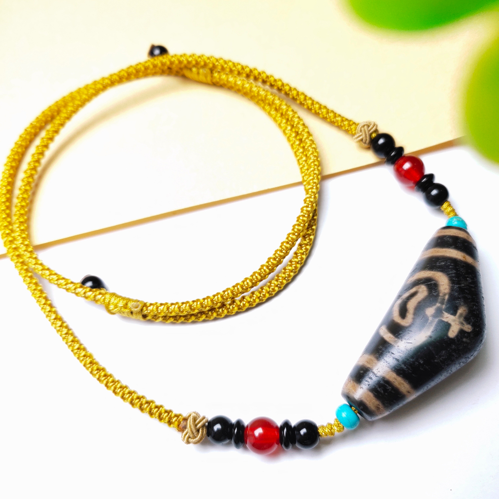 Tibet Hạt dzi Hình Tam Giác / Sừng / Hổ Ba Mắt dzi Cổ Điển Truyền Tín Hiệu Dạng Hạt dzi Dành Cho Nam Và Nữ May Mắn