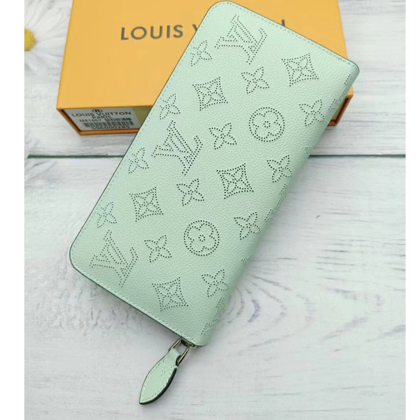 Ví Da Thật Mềm Đục Lỗ Có Khóa Kéo In Họa Tiết lv louis vuitton Chính Hãng m61867