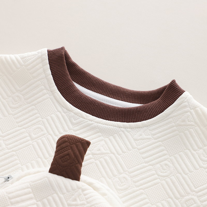 Set Áo Thun Tay Dài Cổ Tròn + Quần Dài Phong Cách Hàn Quốc Thời Trang Mùa Thu Cho Bé Trai / Gái Kích Thước 80-120cm