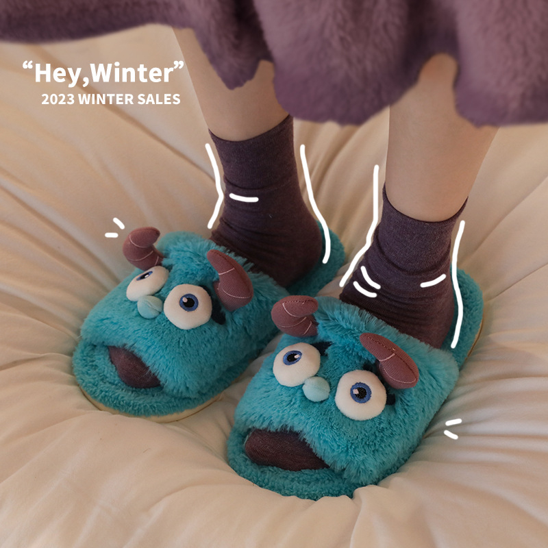 Dép bông AYUER mang trong nhà thiết kế quái vật hoạt hình đáng yêu size 36-45