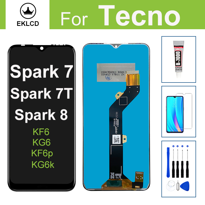 Dành Cho Tecno Spark 7 7T Spark 8 KF6 KF6p KG6 KG6k Màn Hình LCD Màn Hình Cảm Ứng Bộ Số Hóa Lắp Ráp 