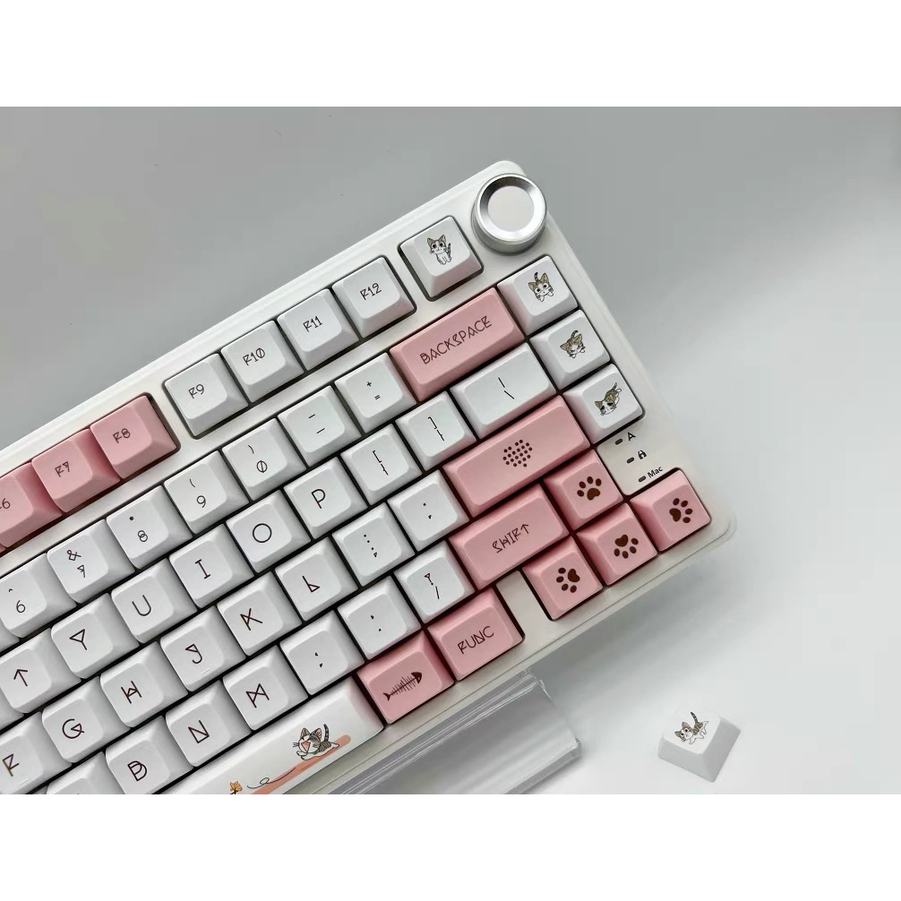 120 Phím Cheese Cat Keycaps Keycaps XDA PBT thăng hoa nhiệt Màu hồng Keycap Phù hợp 61/68/75/84/87/96/98/104/108