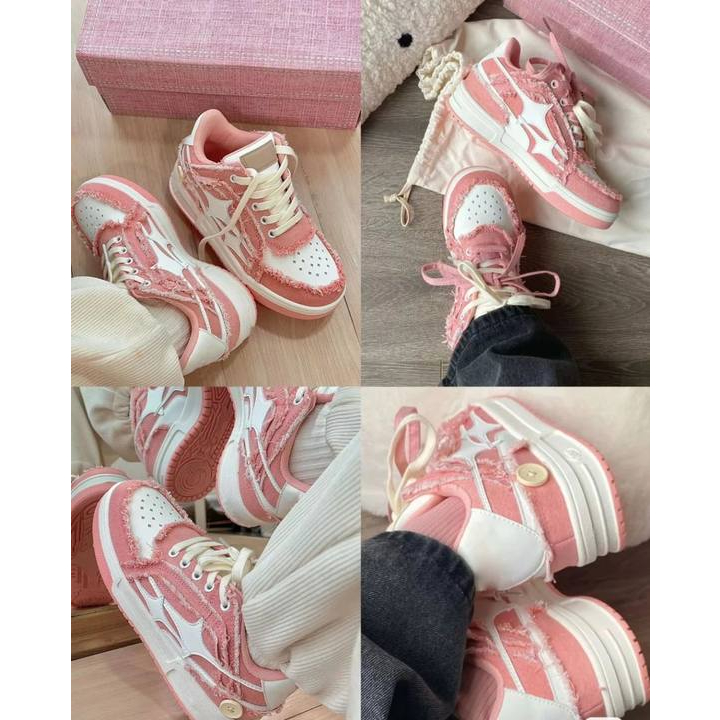 Giày bánh mì, giày trắng nữ, mềm mại và thoáng khí, giày vải thời trang, giày thể thao thông thường đế dày