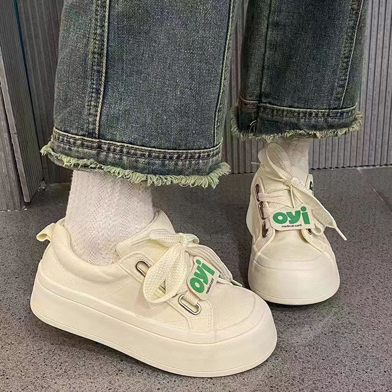 Giày Thể Thao Đế Dày Màu Trắng Phong Cách Mới 2023 dày nữ học sinh