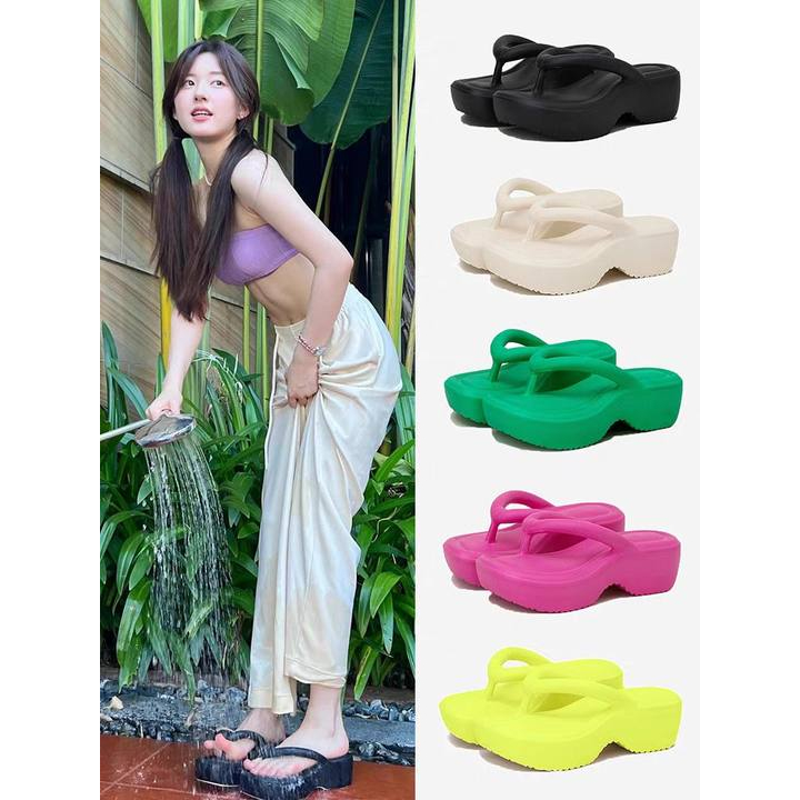 Bonnie Cathy Dép Xỏ Ngón Đế Dày (Tăng Chiều Cao Từ 3-5cm).Dép Đi Biển Chống Trượt Chống Thấm Nước Mềm Mại Thời Trang Hàn Quốc