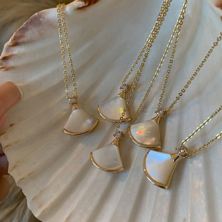Dây Chuyền Mạ Vàng 5a Mặt Hình Quạt Đính Đá zircon Sang Trọng