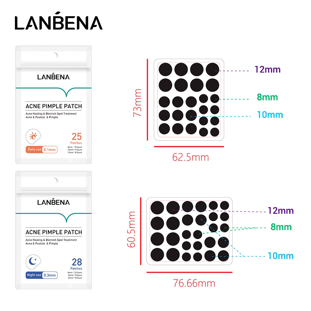 Lanbena Set 28 Mặt Nạ Hỗ Trợ Giảm Mụn Vô Hình Dùng Hàng Ngày Và Ban Đêm