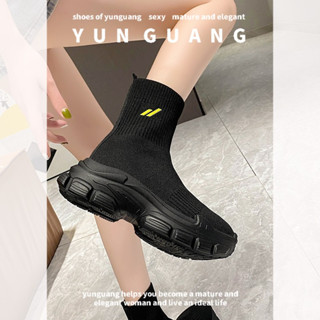 Yunguang Giày Thể Thao Dệt Kim Đế Dày Co Giãn Thời Trang Cho Nữ