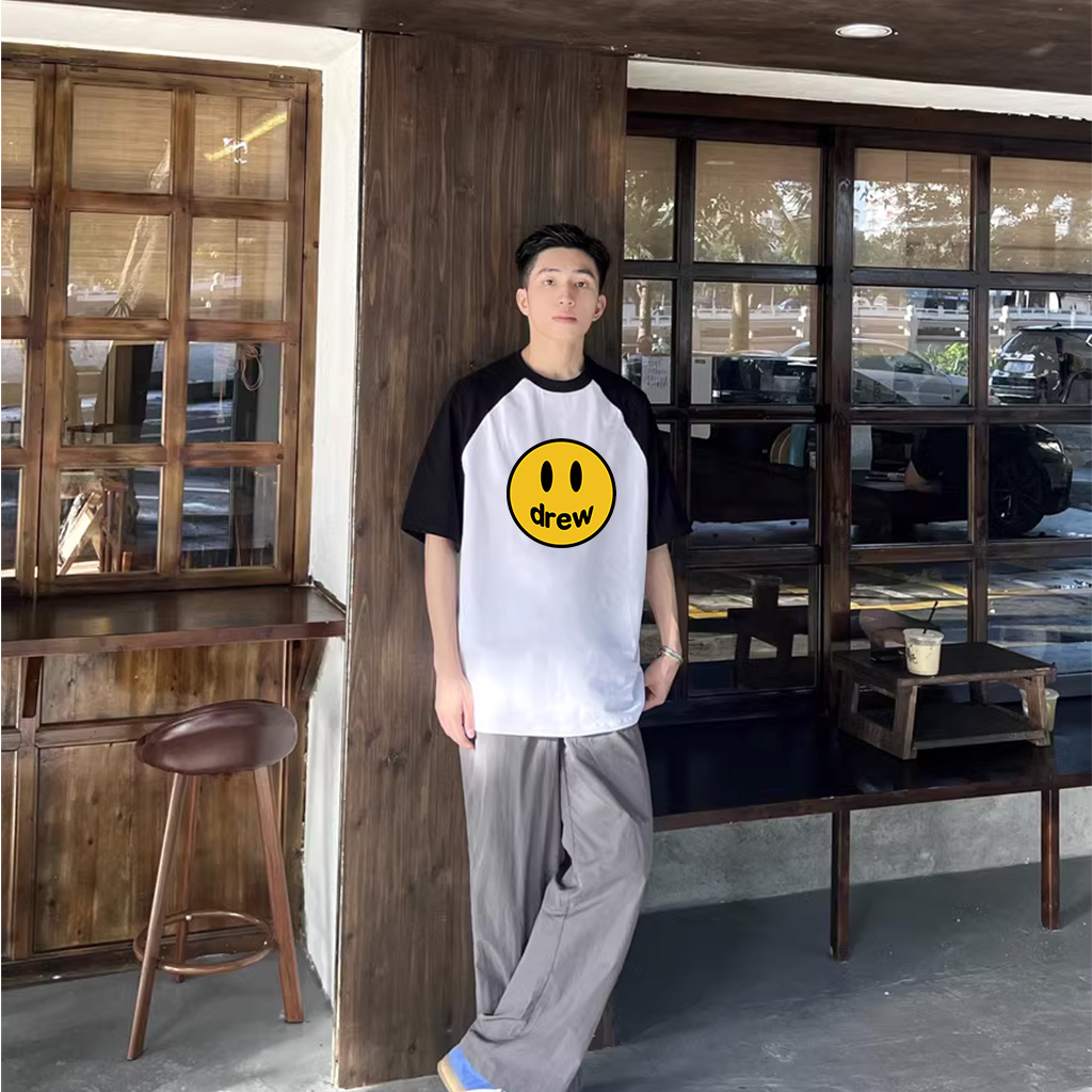 Áo thun nam BEEYANBUY Y0207 100% cotton dáng rộng raglan vintage unisex