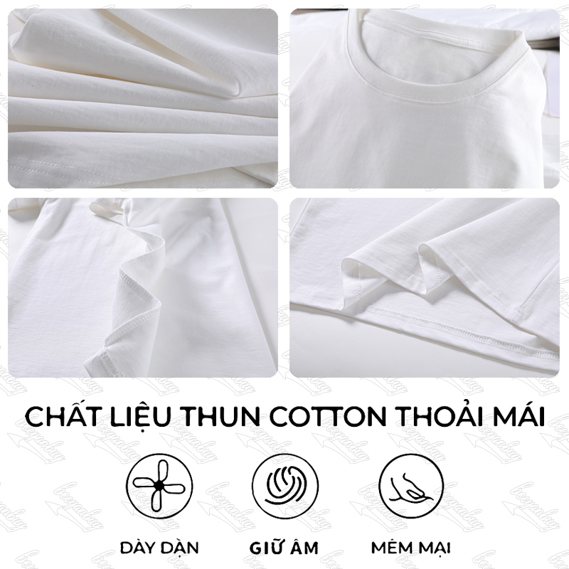 Áo thun nam BEEYANBUY Y0207 100% cotton dáng rộng raglan vintage unisex