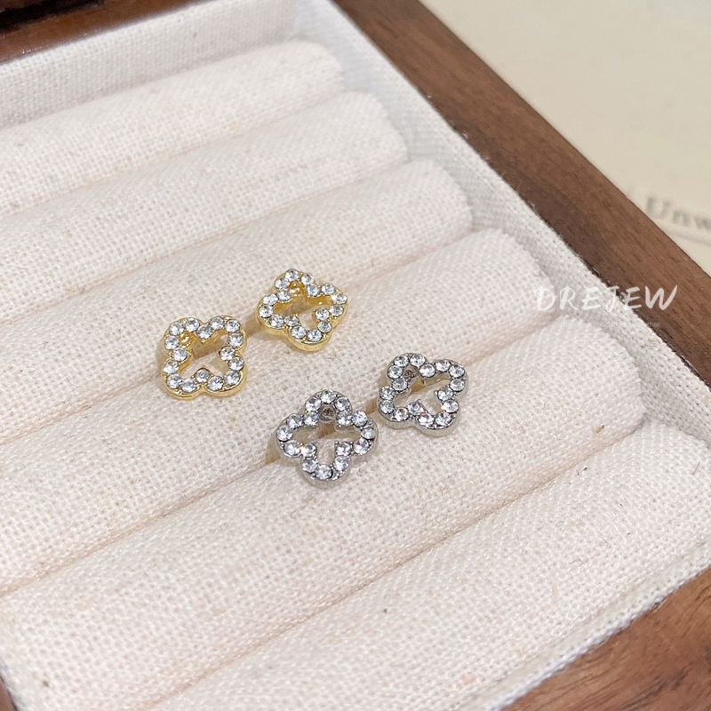 DREJEW Bông Tai Bạc 925 Hình Hoa đính Kim Cương Giả Sang Trọng Phong Cách Hàn Quốc Cho Nữ Khuyêc Tai Bạc
