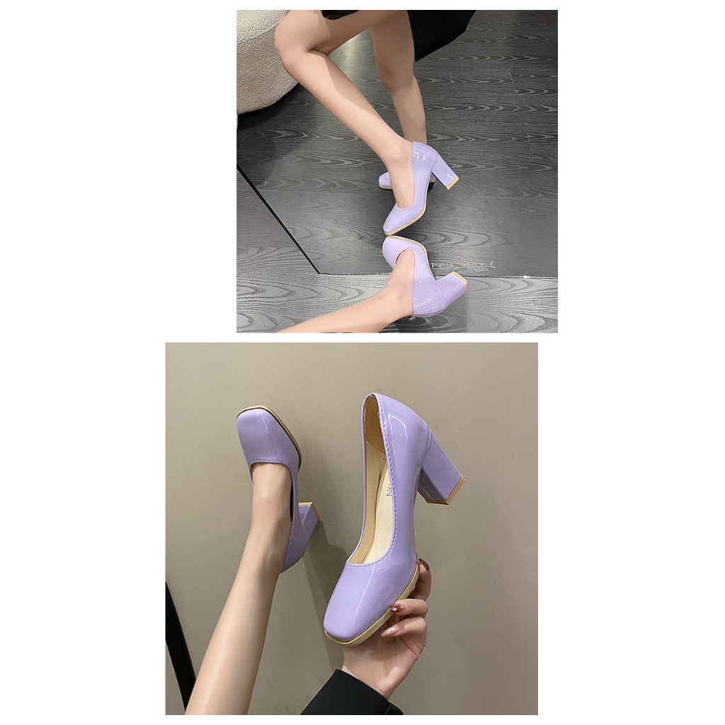 Thời Trang Giày Cao Gót Mũi Vuông 2.36 inches