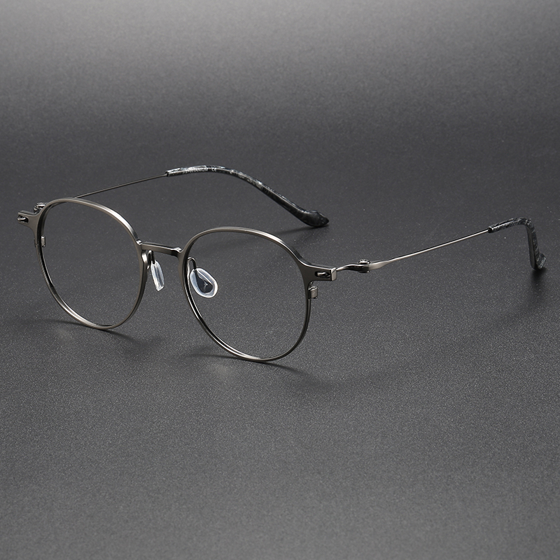 Mắt Kính Gọng Tròn Lớn Bằng Titan Nguyên Chất Phong Cách Ý Thời Trang Cho Nam Và Nữ