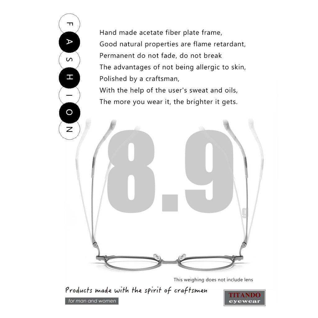 Mắt Kính Gọng Tròn Lớn Bằng Titan Nguyên Chất Phong Cách Ý Thời Trang Cho Nam Và Nữ