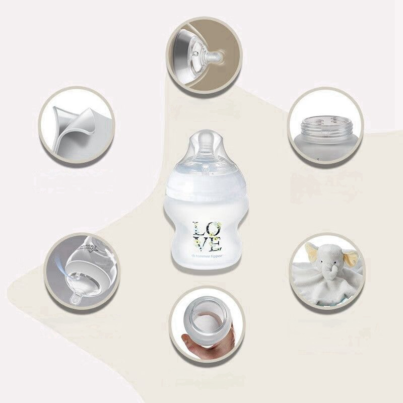 TOMMEE TIPPEE Tommee Bình Sữa Thủy Tinh Tráng Gương silicone Dung Tích 150ml / 250ml