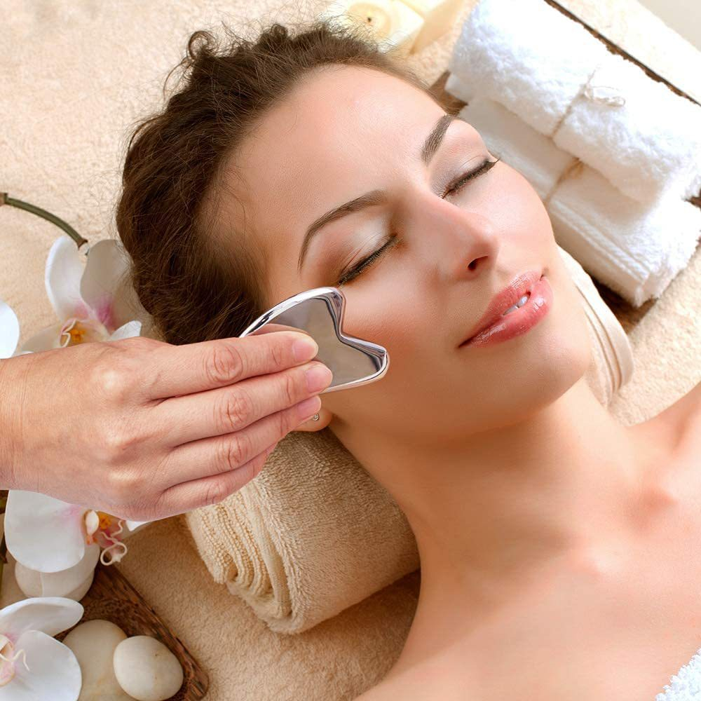 Gua sha Tấm Mát Xa Cơ Bắp Bằng Thép Không Gỉ Hình Trái Tim Giúp Thư Giãn