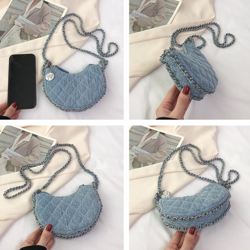 Túi Đeo Chéo Denim Quai Xích Thời Trang Mùa Hè 2023 Phong Cách Mới Cho Nữ