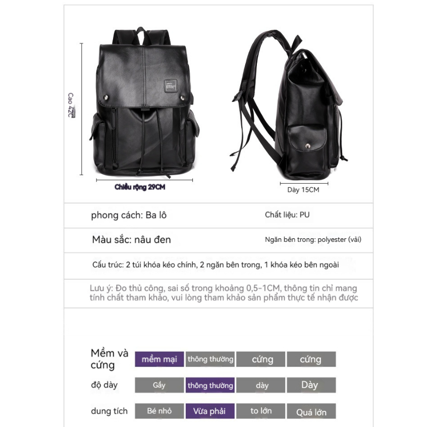 MZY Balo nam Balo da mềm PU nhiều màu Cỡ Lớn Balo Thời Trang 2023 NEW K96T0EW