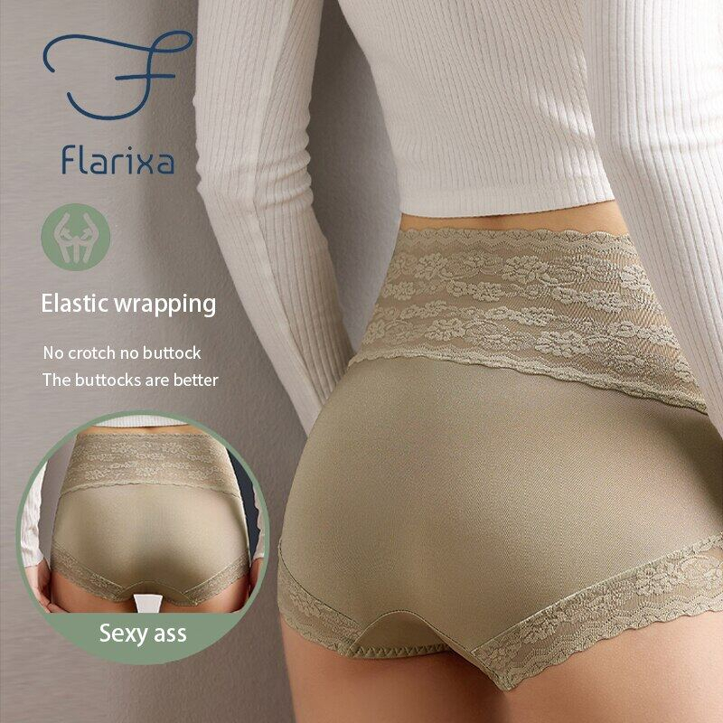 Flarixa Quần Lót Ren Không Đường May Lưng Cao Ôm Hông Thoáng Khí Cho Nữ